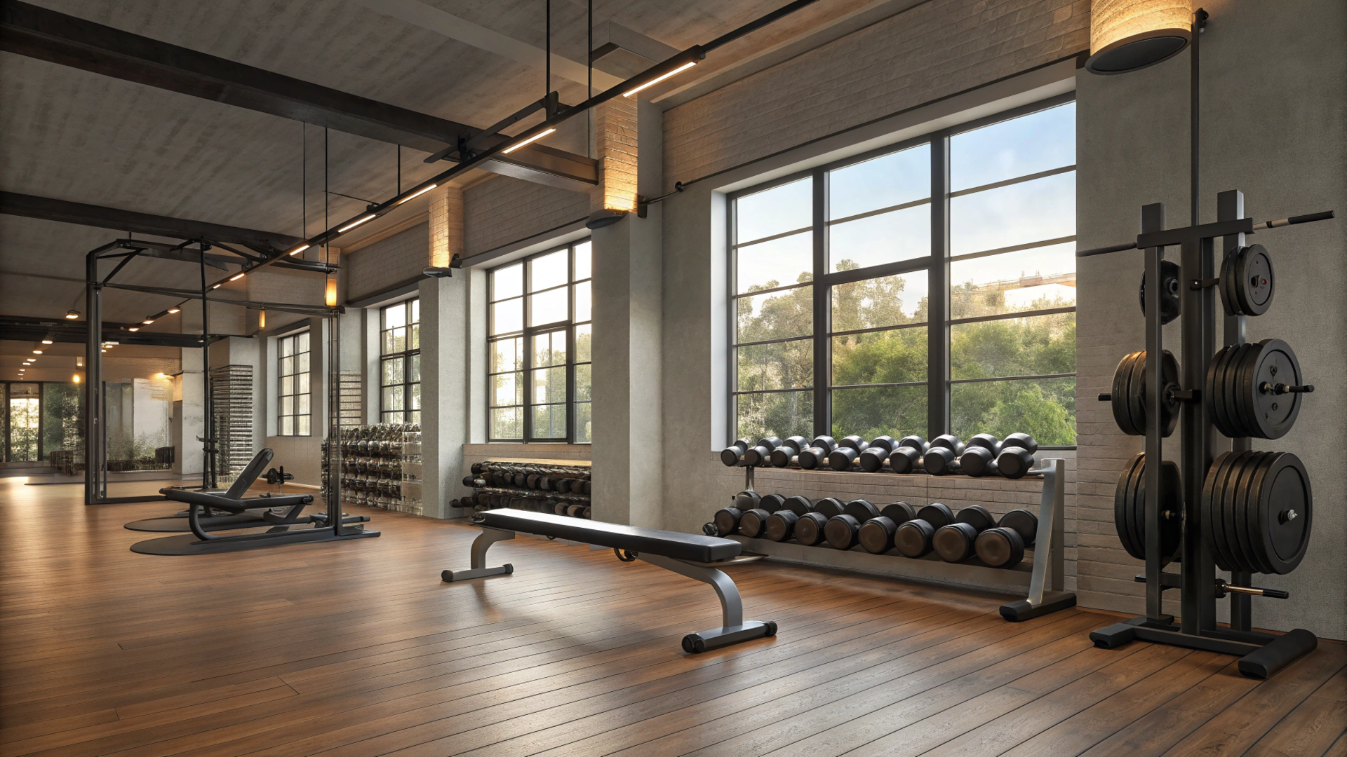 Interno di una palestra moderna a Perugia con attrezzature fitness professionali